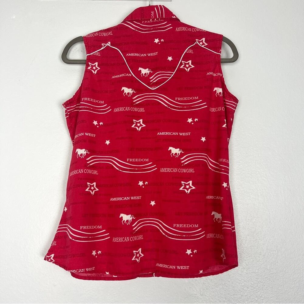 Wrangler Blues | Western Shirt Vintage American Cowgirl Red White Festival M - Picture 7 of 12